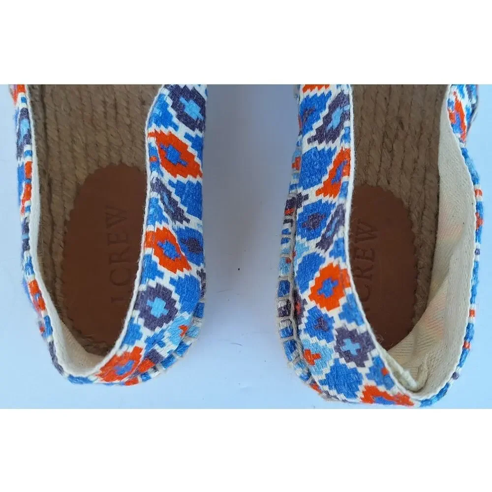 J. Crew made in Spain Cotton Canvas Flat Espadrilles Comfort Beach Shoes Blue 8